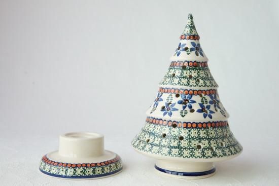 ポーリッシュポタリー　Xmasツリー　キャンドルホルダー　ガリア社　UNIKAT ポーリッシュポタリー クリスマスキャンドルホルダー | オクト