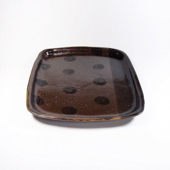 sunny-craft（サニークラフト）｜パン皿 チョコレート釉 ラインドット