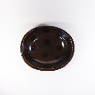 sunny-craft（サニークラフト）｜カレー皿小 チョコレート釉 ドット