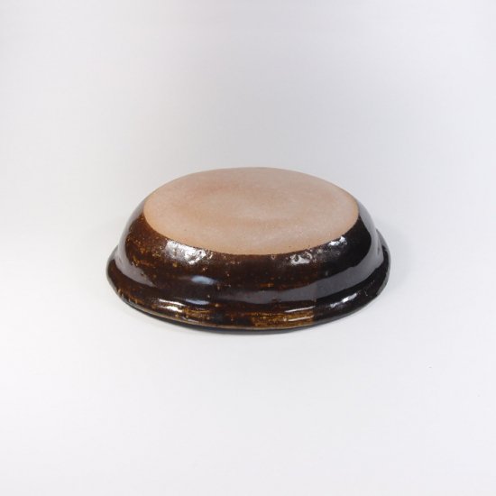 sunny-craft（サニークラフト）｜カレー皿小 チョコレート釉 ラインドット