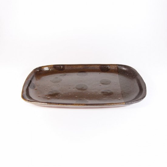sunny-craft（サニークラフト）｜めいめい皿　チョコレート釉　ラインドット