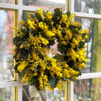 ［リース］フワフワmimosaのSpring Wreath