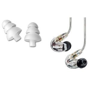 Shure SE215-CL Isolating In Ear Stereo Earphones (Clear) with 3 Pairs of Triple Flangeʡ