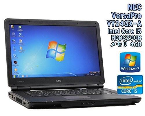 VY24GXZCA｜【初期設定済！★中古ノートパソコン】NEC VersaPro VY24GX-A Windows7 15.6インチ Core i5  M520 2.40GHz メモリ4GB HDD320GB【※無線LANなし】｜中古品｜修理販売｜サンクス電機