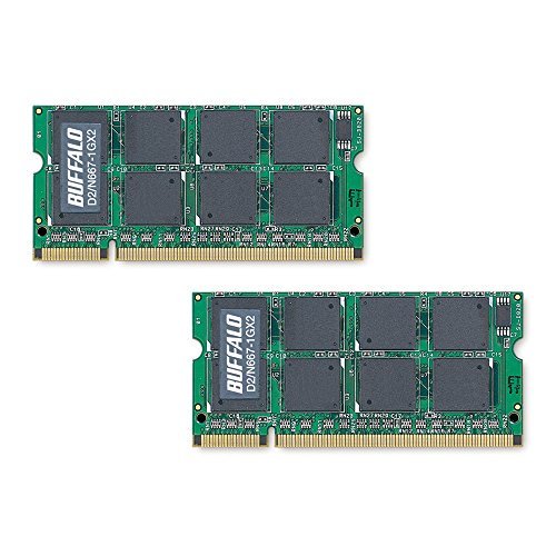 D2/N667-1GX2｜BUFFALO DDR2 667MHz SDRAM(PC2-5300) 200Pin S.O.DIMM