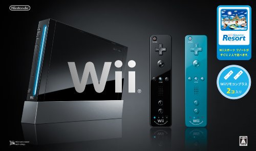 Wii｜Wii本体 (クロ) Wiiリモコンプラス2個、Wiiスポーツリゾート同梱 
