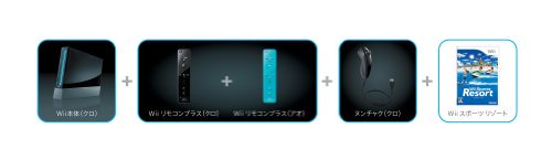 Wii｜Wii本体 (クロ) Wiiリモコンプラス2個、Wiiスポーツリゾート同梱