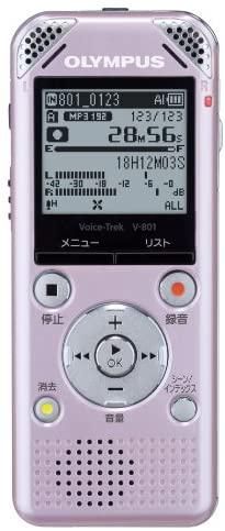 OLYMPUS ICレコーダー VoiceTrek 2GB MP3/WMA ステレオ録音 microSD対応 PNK ピンク V-801【中古品】