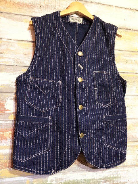 FREEWHEELERS ”CONDUCTOR VEST”（INDIGO WABASH STRIPE） - OLD STAND UP