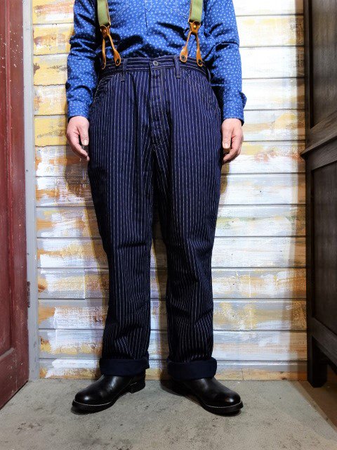 FREEWHEELERS ”GOLDEN SPIKE” OVERALLS（INDIGO WABASH STRIPE） - OLD