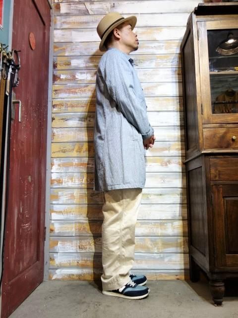 FREEWHEELERS ”BALDWIN” WORK COAT（INDIGO/CORAL STRIPE） - OLD STAND UP