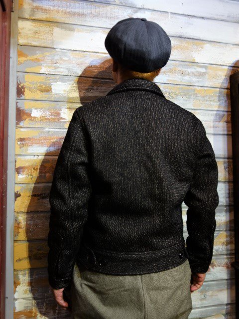 FREEWHEELERS ”LUMPER” BEACH CLOTH WORK JACKET（G.BLK ST×BLACK） - OLD STAND UP