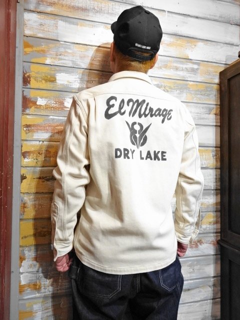 FREEWHEELERS ”EL Mirage DRY LAKE V8 FLATTIES” FUELER SHIRT（CREAM