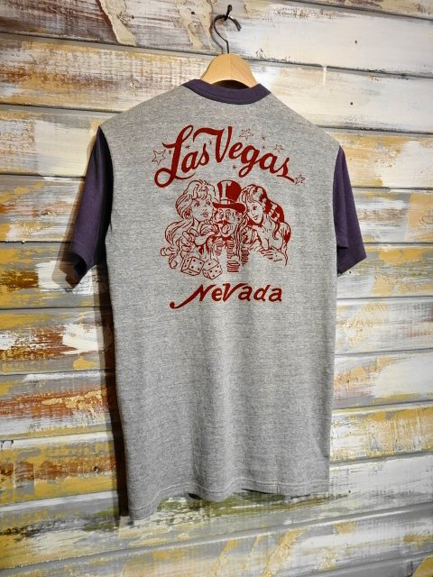 FREEWHEELERS LAS VEGAS ”GAMBLER” T-Shirt（MIX GRAY×WASTED NAVY） - OLD STAND  UP