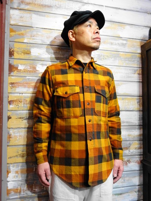 FREEWHEELERS ”BaldyGas” MECHANIC SHIRT （DARK GOLD×DARK ORANGE