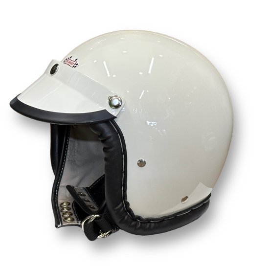 再入荷無し】 DRAGSTER LEATHER TRIM HELMET WHITE - ホームページから新ショッピングサイトをご覧ください