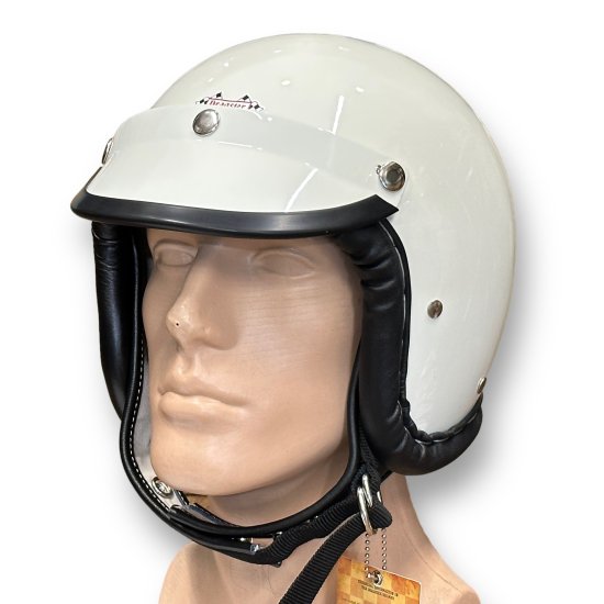 再入荷無し】 DRAGSTER LEATHER TRIM HELMET WHITE - ホームページから新ショッピングサイトをご覧ください