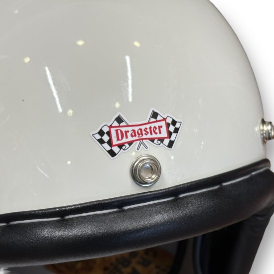 再入荷無し】 DRAGSTER LEATHER TRIM HELMET WHITE - ホームページから新ショッピングサイトをご覧ください