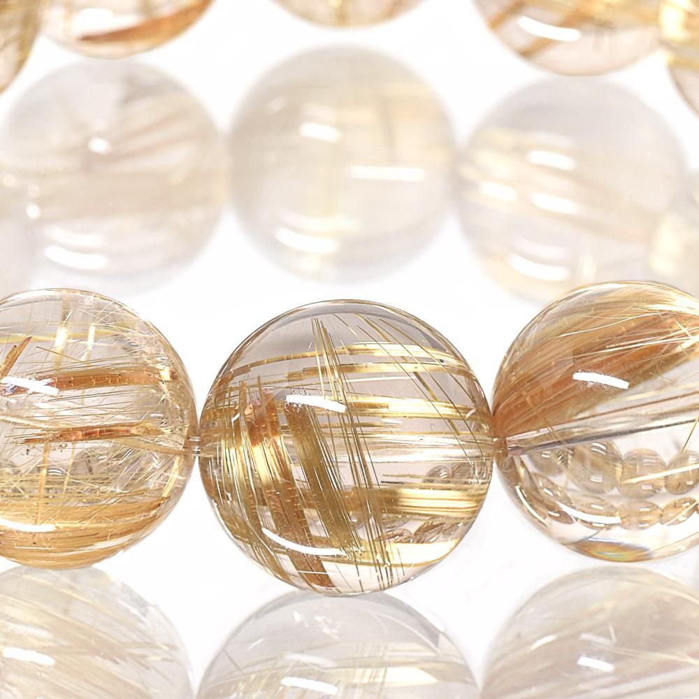天然石高品質ゴールドルチル16mm 高品質】ゴールドルチル ルチルクォーツブレスレット ルチル