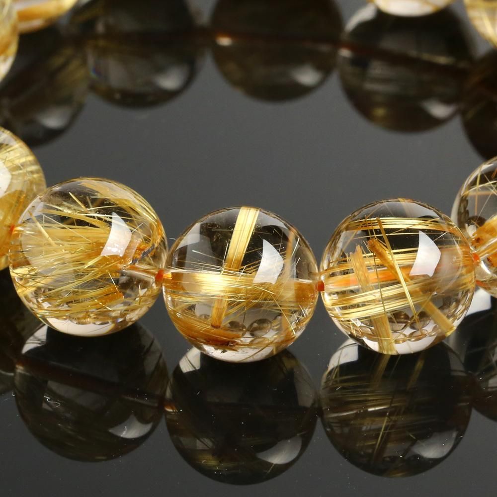 【良質,大玉】ゴールドルチルクォーツ　１６㎜　ブレスレット　美品　希少　天然 良質,大玉】ゴールドルチルクォーツ 16㎜ ブレスレット 美品