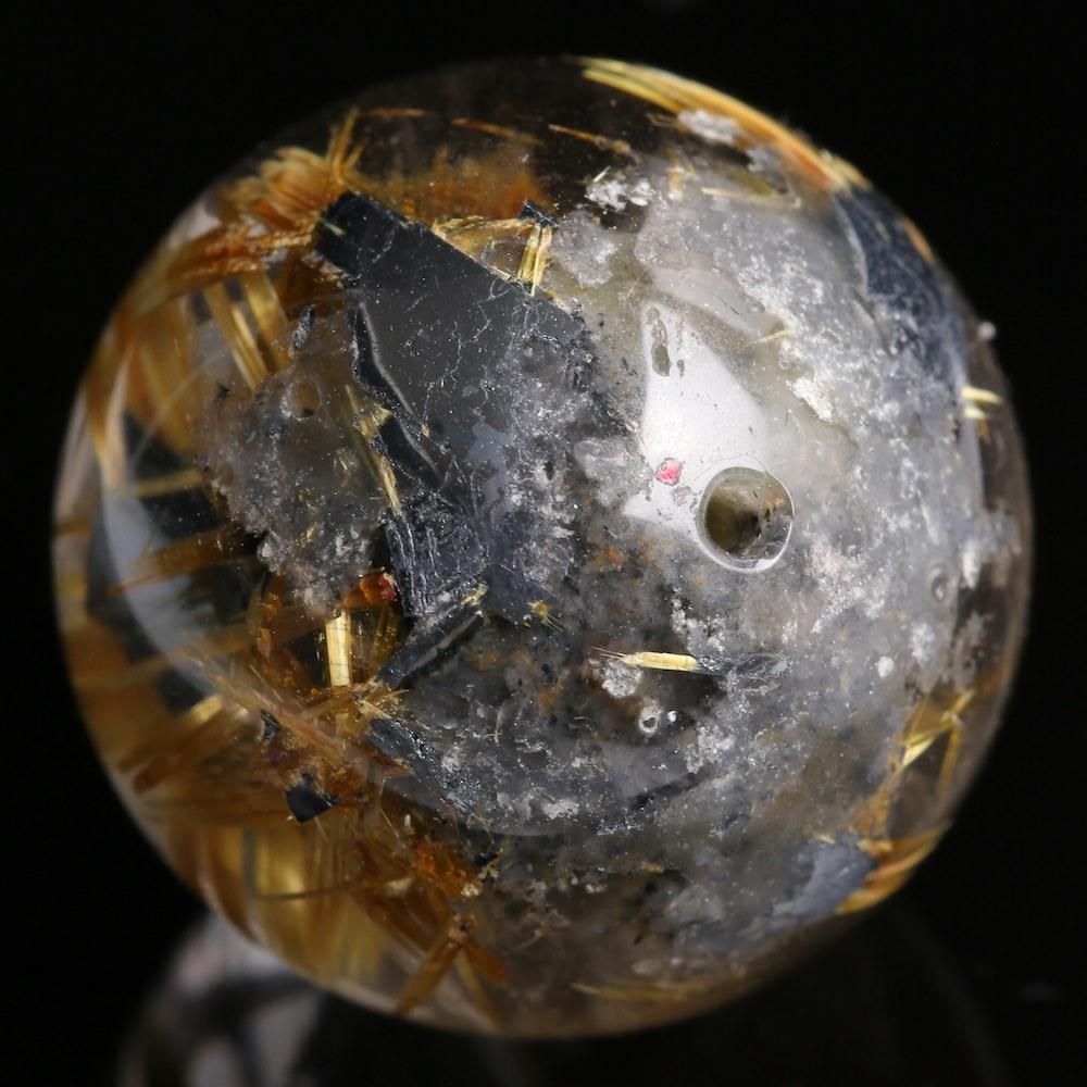 太陽放射ルチルクォーツ ビーズ 23.5mm #FG003J - プレミアム