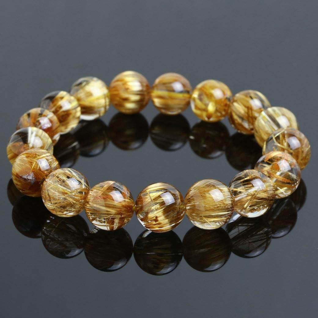 13mm　タイチンルチルクォーツ　ブレスレット プレミアム jí(ジン)タイチンルチルクォーツ(キャッツアイ効果