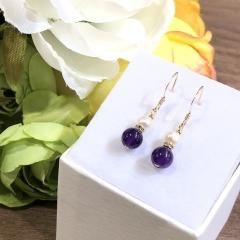 天然石ピアス（デュモルチェライトインクォーツ、水晶）#LP281