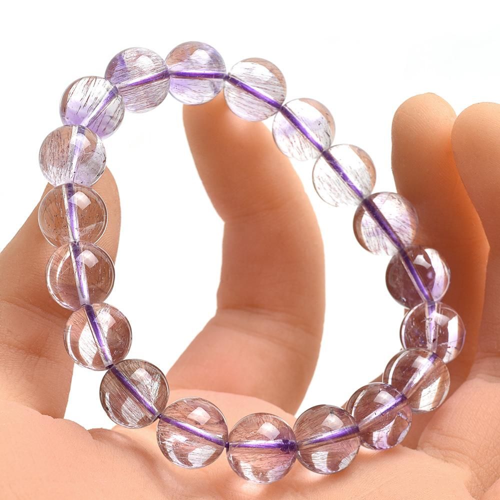 エレスチャルです。 高品質++]マダガスカル産アメジストエレスチャルブレスレット