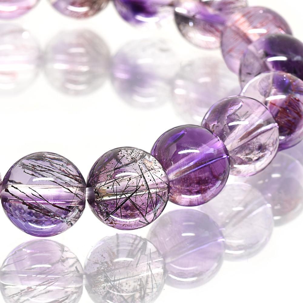 アメジストエレスチャル ブレスレット 10.5mm #KF500 - プレミアム