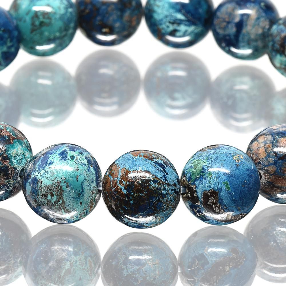 ●12mm●クリソコラブレスレット●天然石パワーストーンアースカラー● クリソコラ 天然石 パワーストーンブレスレット 珪孔雀石 12mm