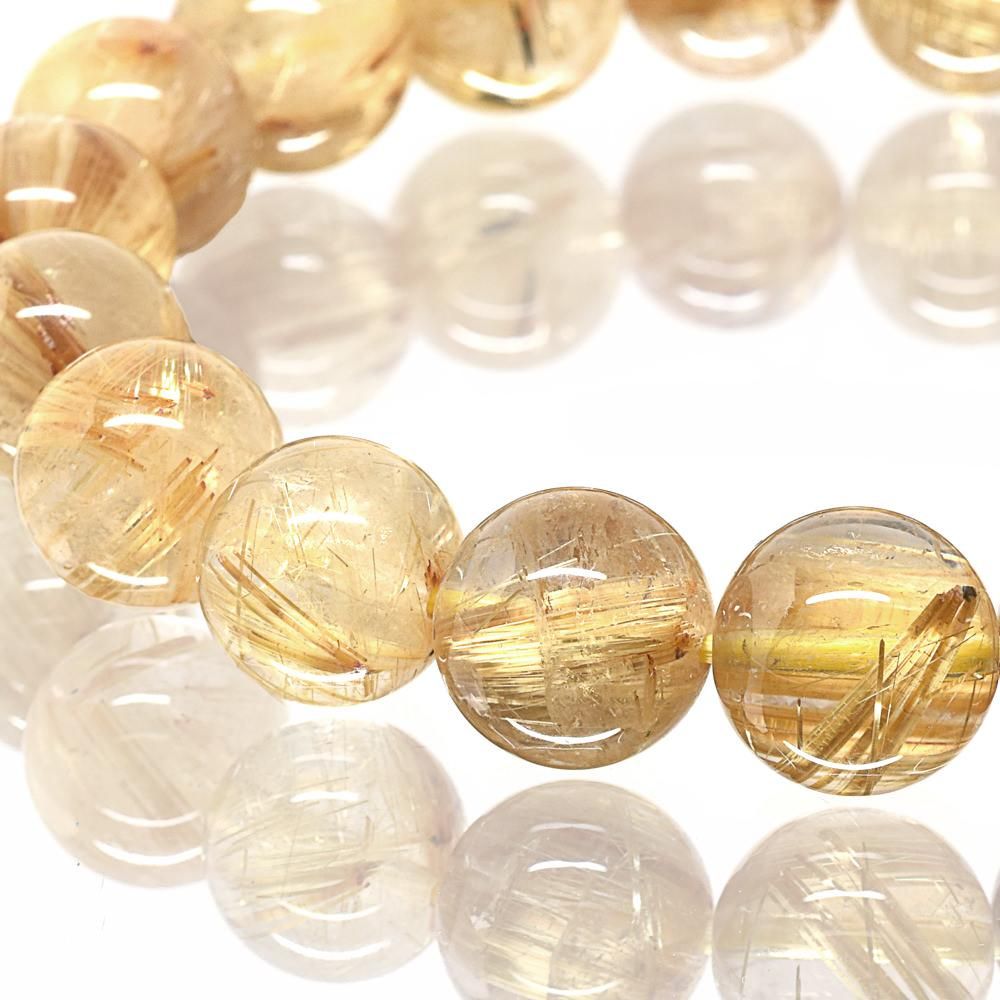 ゴールドルチルクォーツ ブレスレット 10mm #KL154 - プレミアム
