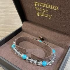 ラリマー天然石ブレスレット 天然石ブレスレット（ラリマー、水晶）#LB276 - プレミアム天然石専門