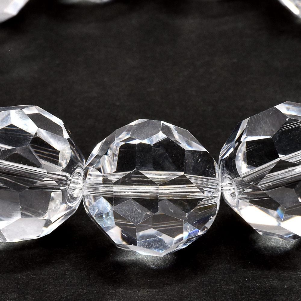 バッキーボールカット水晶ブレスレット　★オーダー専用ページ バッキーボールカット水晶14ミリ玉ブレスレット - hana-hana stone