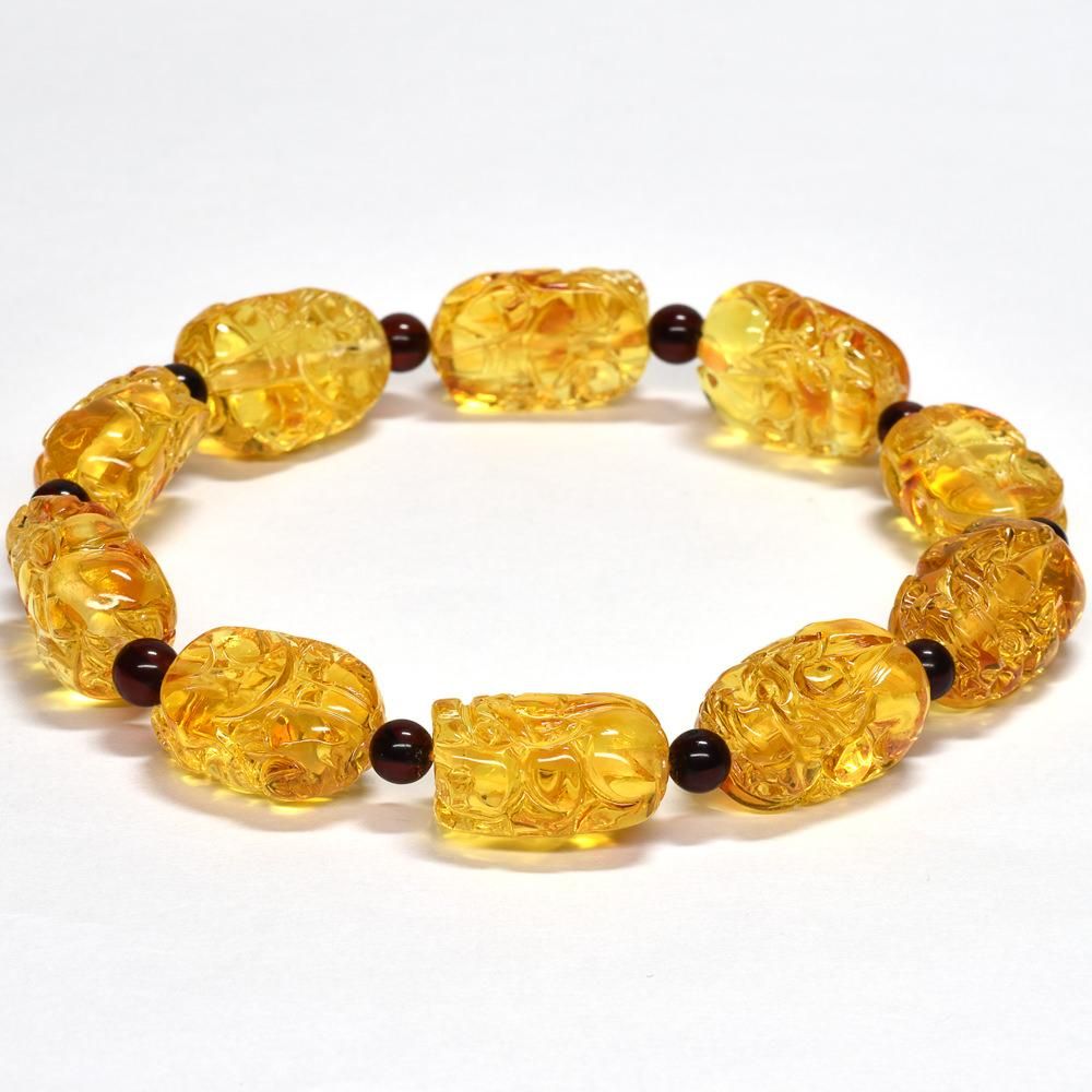 天然琥珀の楕円形ビーズ10個セット、ブレスレット 天然琥珀の楕円形ビーズ