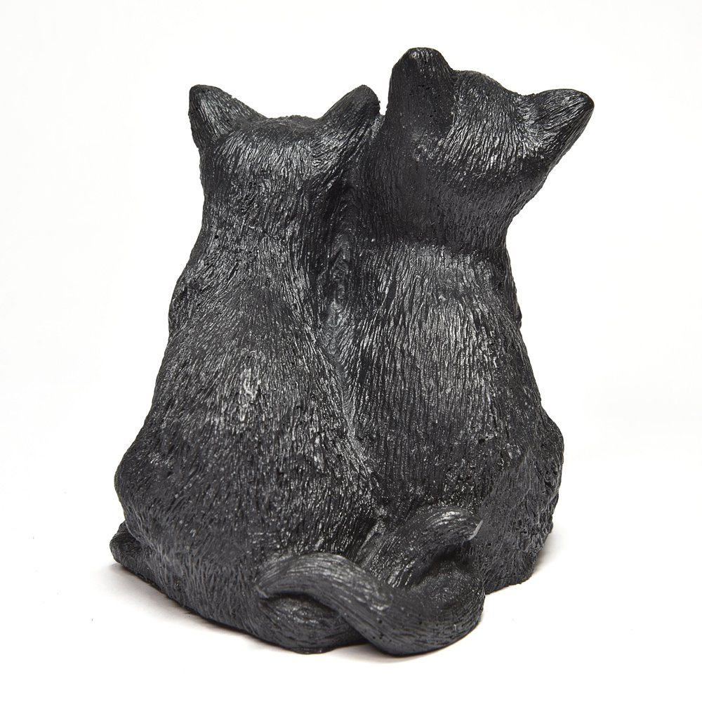 シュンガイト「猫ペア」置物 80x70x83mm #PA053 - プレミアム天然石専門店 premium stone gallery