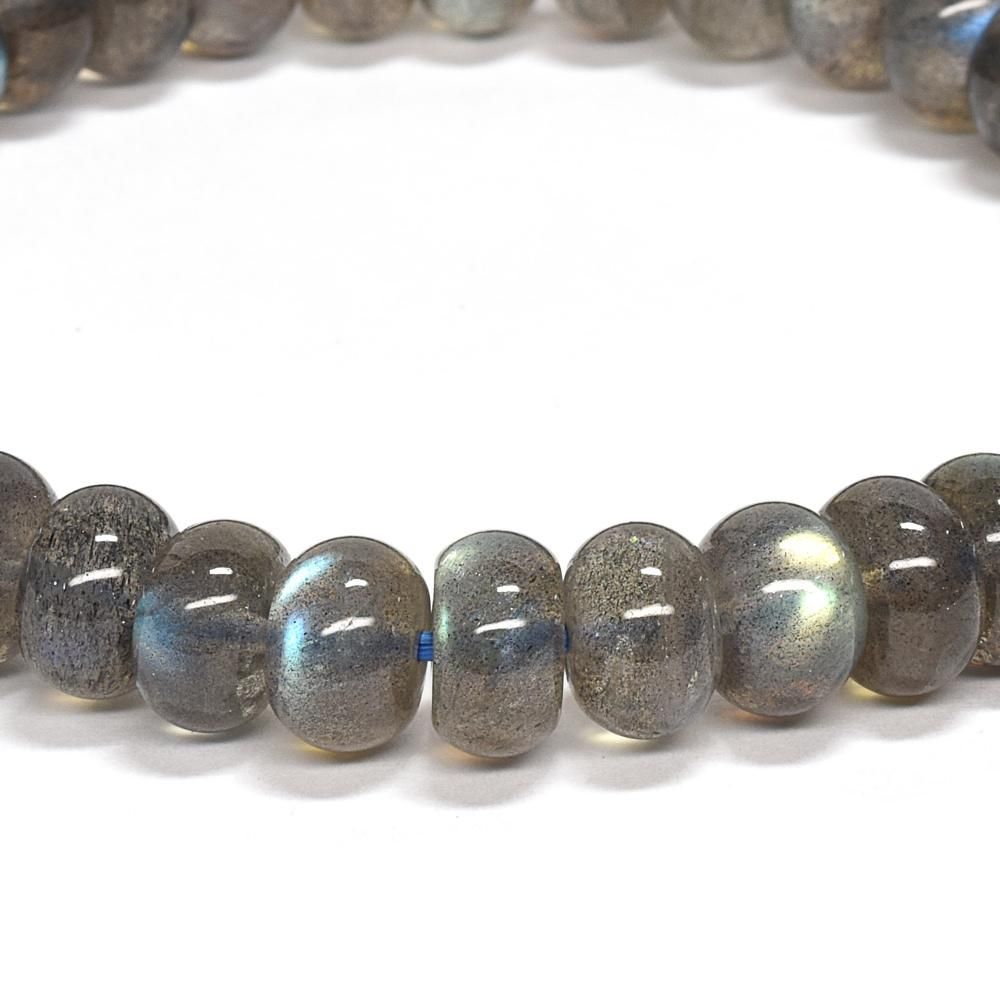 ホワイトラブラドライト ボタンカット 8.5mm/16cm ホワイト