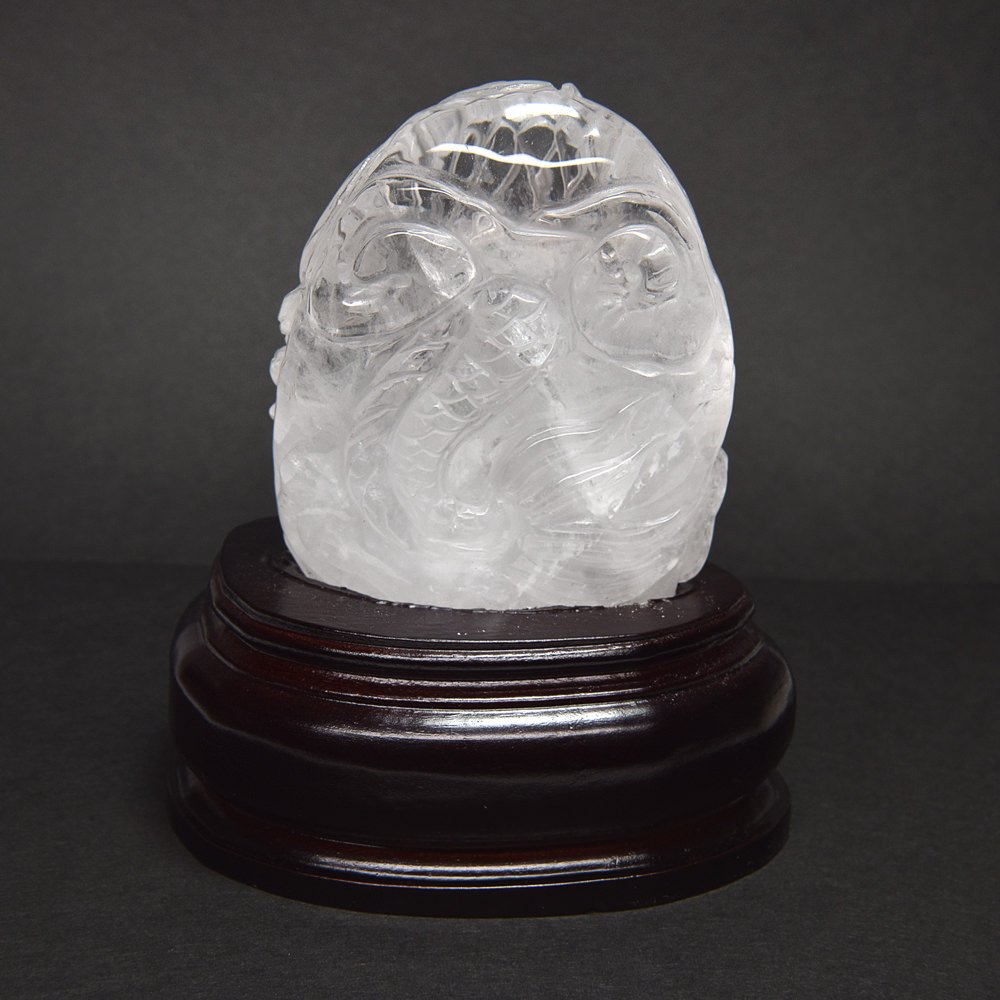 天然水晶「龍」彫刻 92x68x39mm #PB520 - プレミアム天然石専門店 