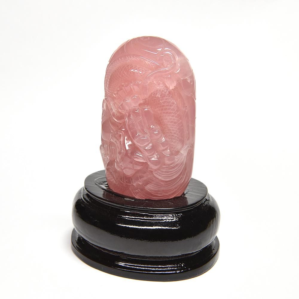 ローズクォーツ 龍 ローズクォーツ「龍」彫刻 91.5x54x39mm #PB521 - プレミアム天然石