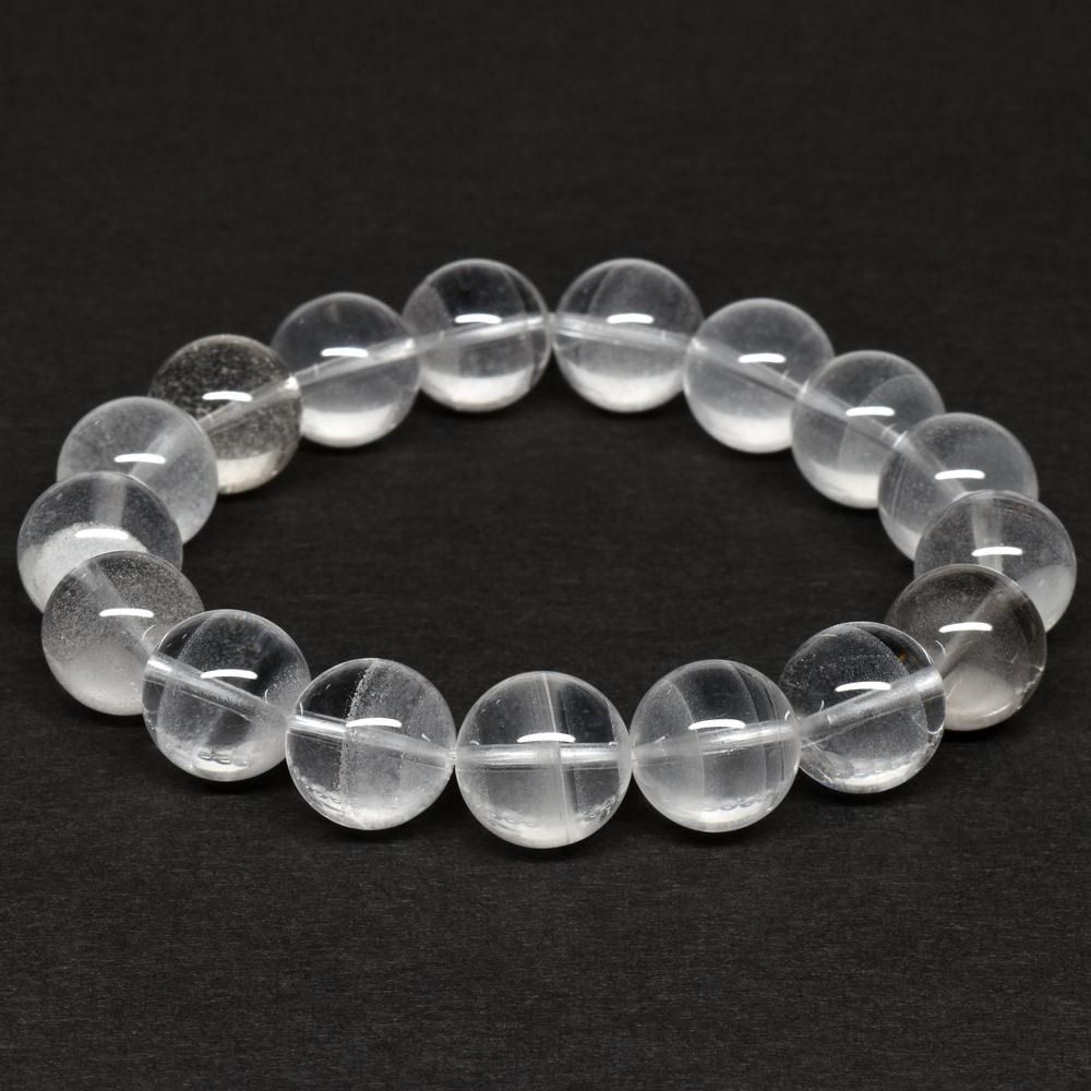 特大玉 ホワイトステップファントムクォーツ 白泥石/トレモナイト ブレスレット ①ホワイトステップファントムクォーツ 白泥石 トレモナイト