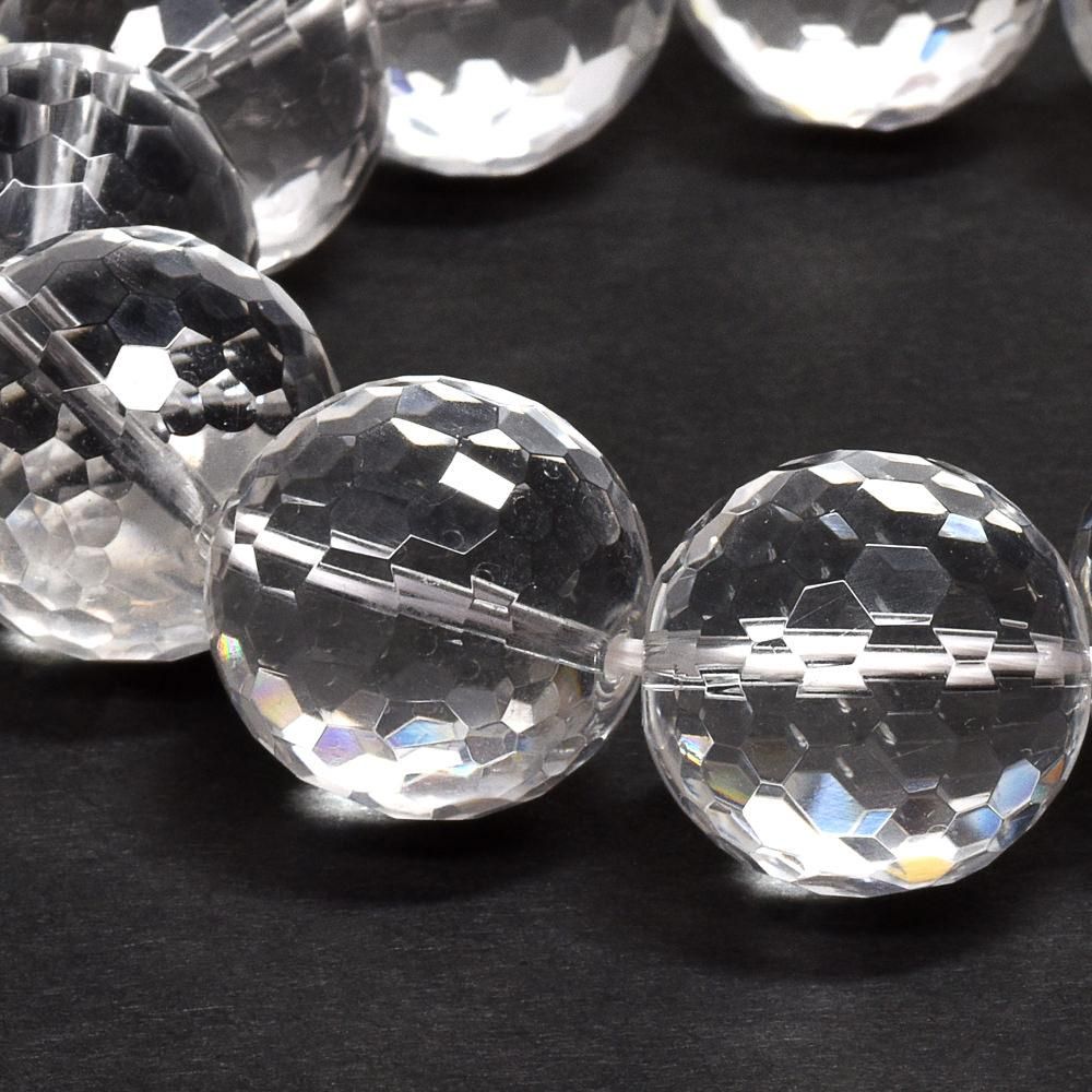 大玉]天然水晶 128面カットビーズ ブレスレット 20mm #PM734