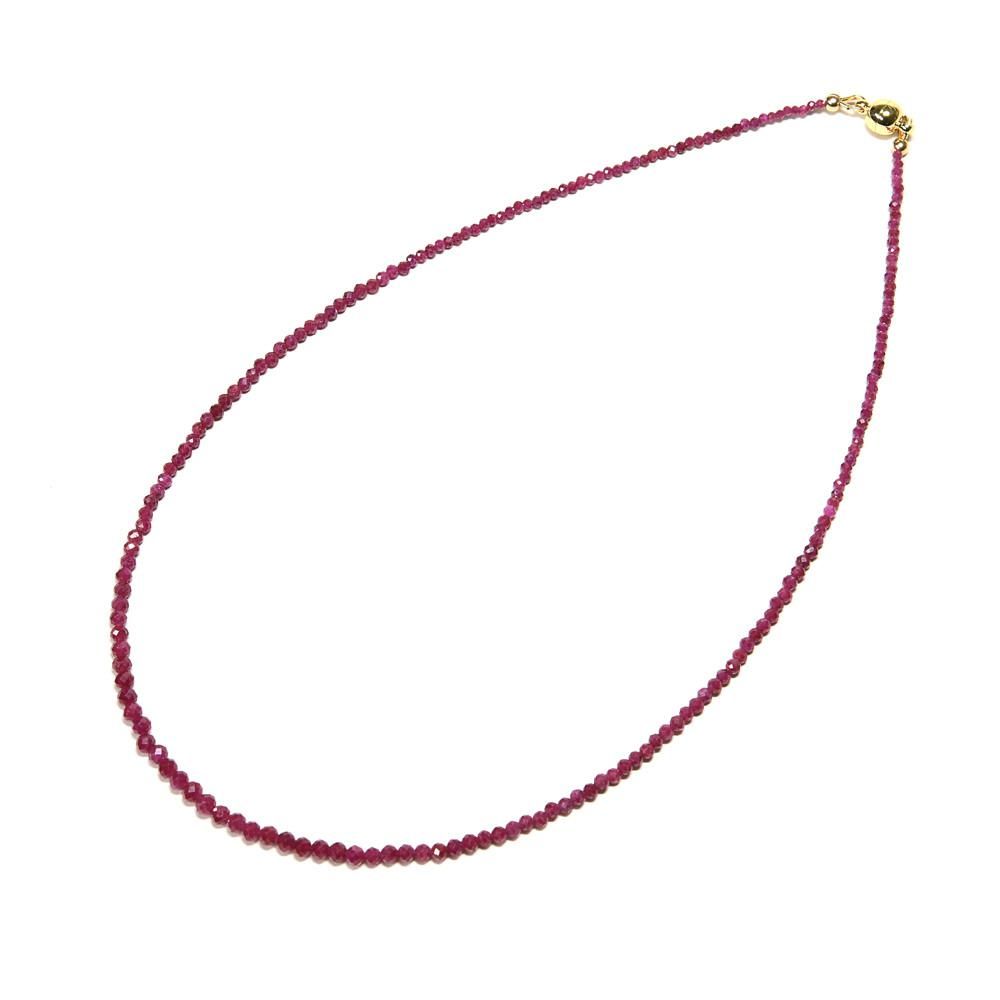 ルビー ネックレス 1.5-3mm 40cm #QA154 - プレミアム天然石専門