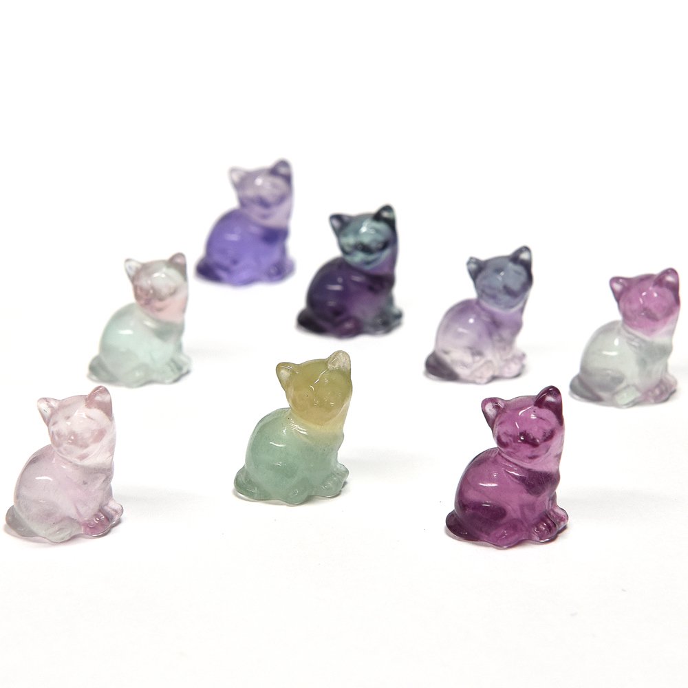 猫の日] フローライト『猫』彫刻置物 #QB072（ランダム発送） - プレミアム天然石専門店 premium stone gallery