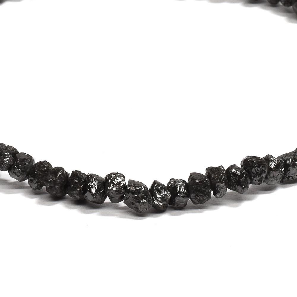 ★ブラックダイヤモンド ラフロックビーズ ブレスレット①(SA) 動画】【1mm穴】ブラックダイヤモンド ラフロックタンブル 1連