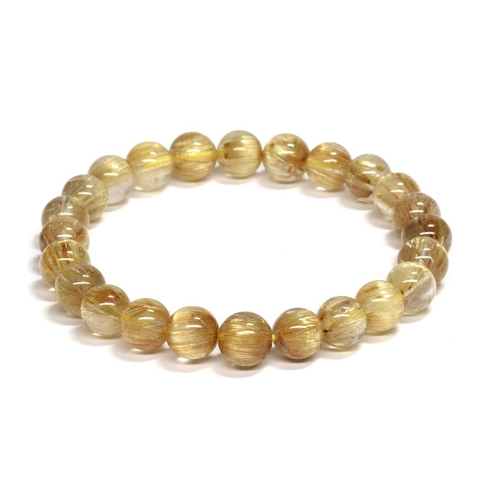 る*い様 極美ゴールドルチルブレスレット8mm ± EX】8mm ゴールデンルチルクォーツブレスレット（ブラジル産