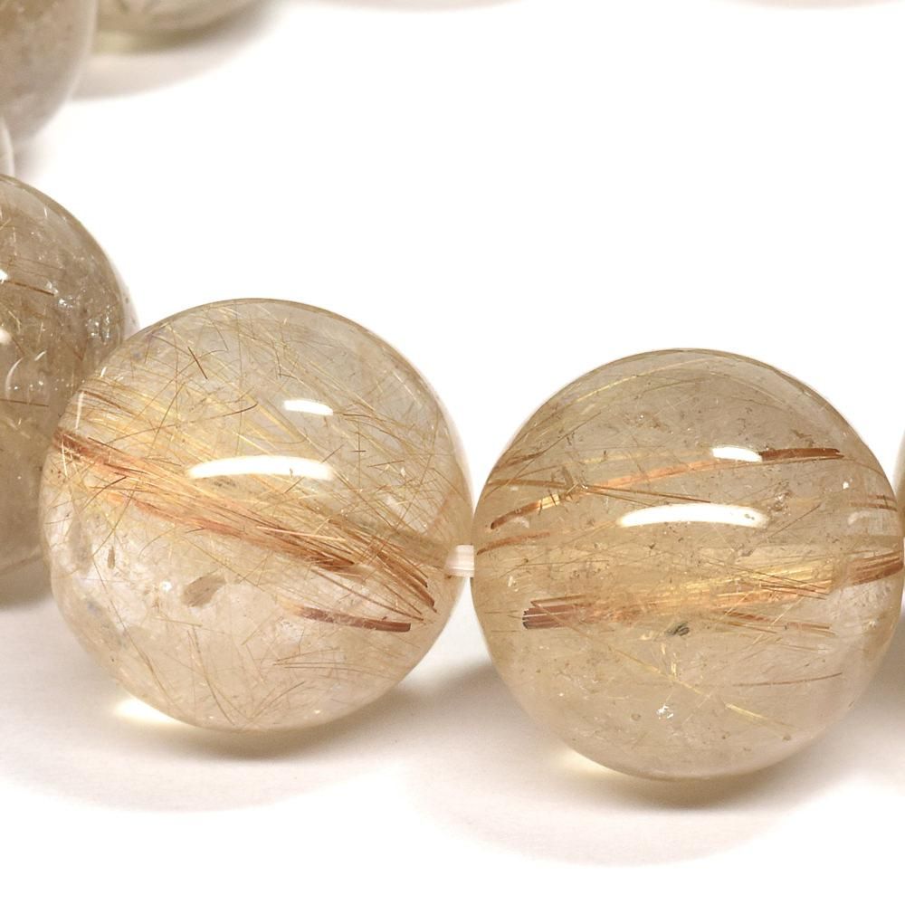 ゴールドルチル内径17センチ ゴールドルチルクォーツ ブレスレット 17mm #QE519 - プレミアム