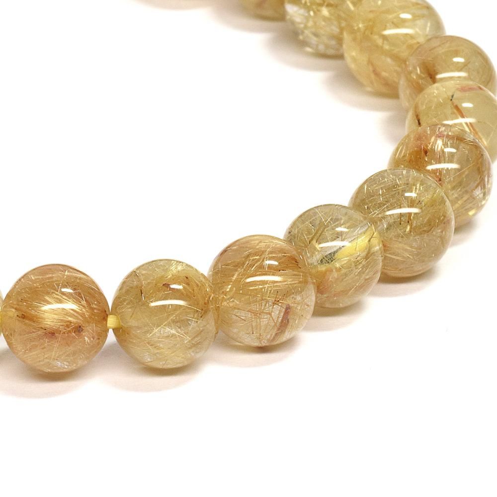 ゴールドルチルクォーツ ブレスレット 7.5mm #QE540 - プレミアム