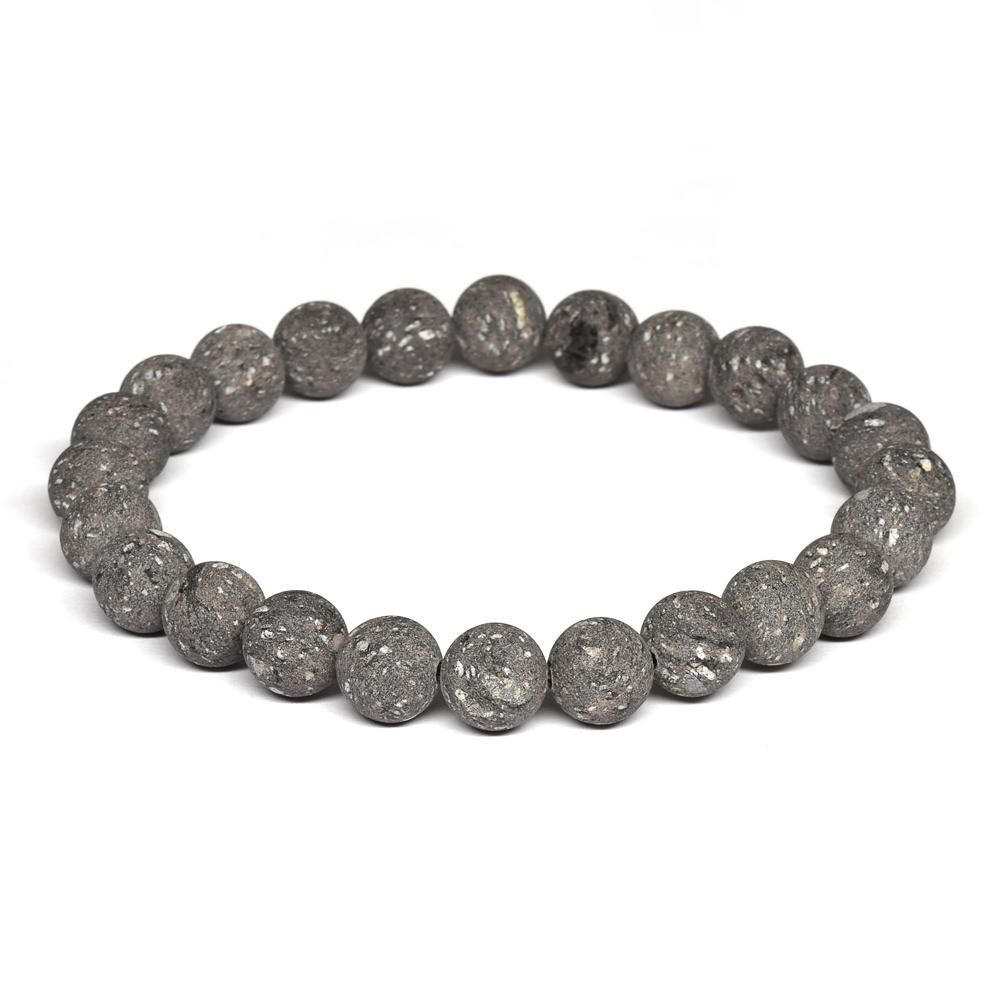 日本の石] 北海道産 ブラックシリカ ブレスレット 14mm #NK016