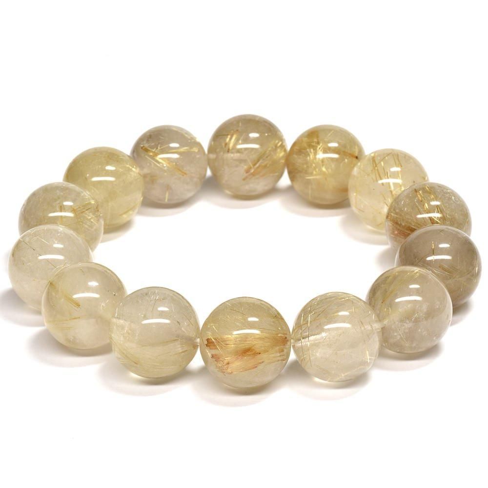 ゴールドルチルクォーツ ブレスレット 16-16.5mm #QF006 - プレミアム