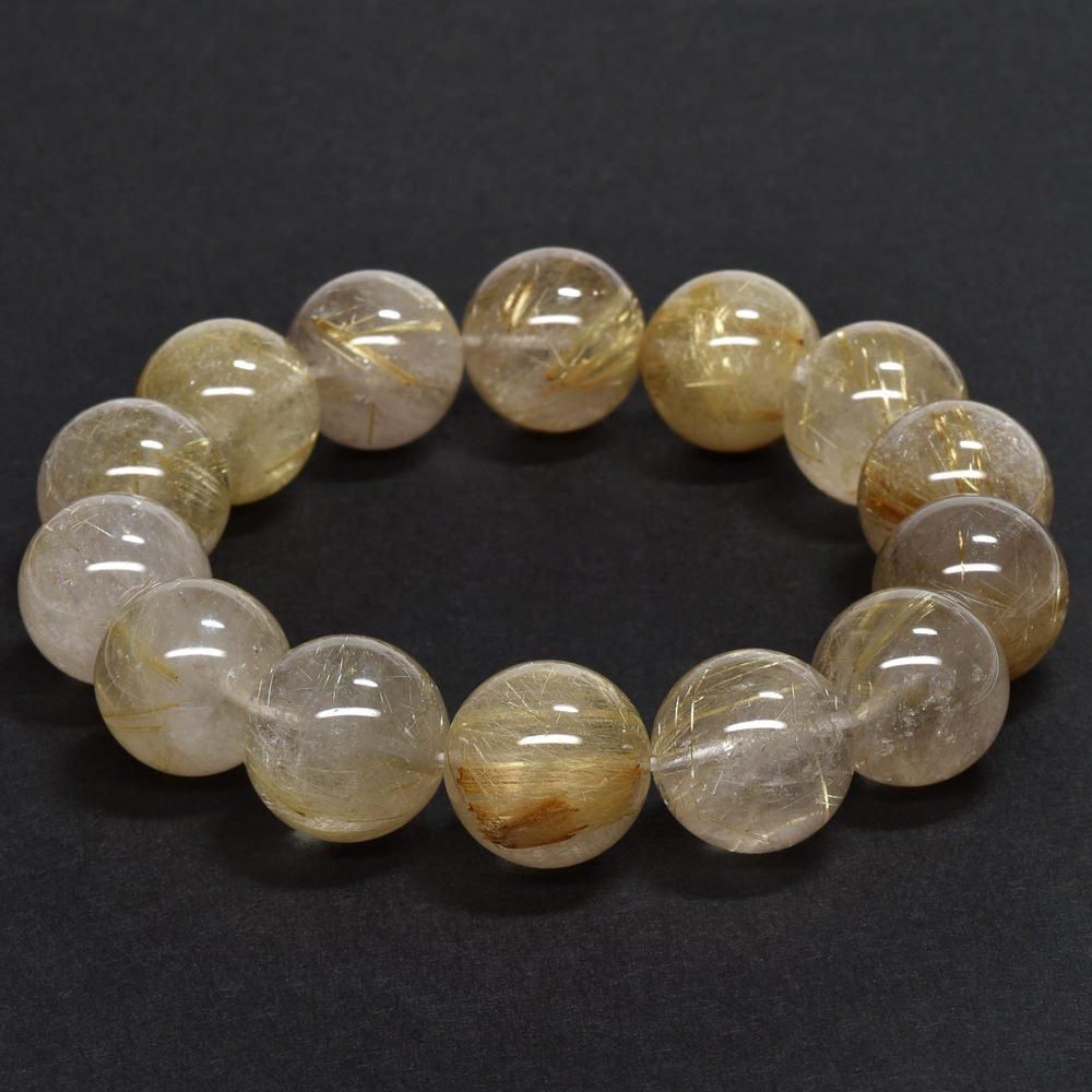 ゴールドルチルクォーツ ブレスレット 16-16.5mm #QF006 - プレミアム
