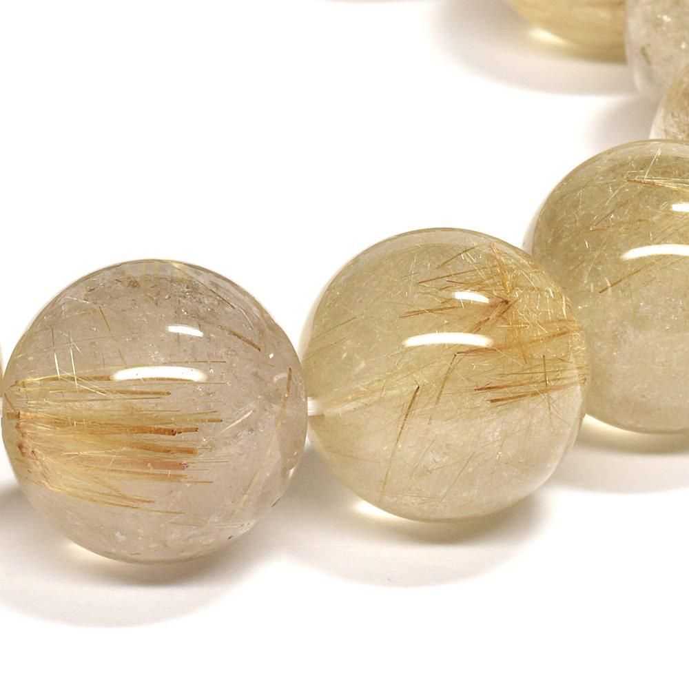 ⭐︎【天然】ゴールド ルチル クオーツ ブレスレット 16mm ゴールドルチルクォーツ ブレスレット 16-16.5mm #QF007 - プレミアム